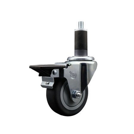 Service Caster 3.5'' Thermoplastic Rubber Swivel 1-1/4'' Expanding Stem Caster with Brake SCC-EX20S3514-TPRB-PLB-114